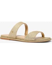 MICHAEL Michael Kors - Mk Jaida Glitter Embellished Leather Sandal - Lyst