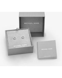Michael Kors Precious Metal-plated Sterling Silver Pavé Logo Studs - Metallic