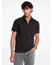 Michael Kors - Mk Cotton Blend Piqué Zip-Up Polo Shirt - Lyst