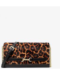 Michael Kors - Carson Large Leopard Print Calf Hair Crossbody Bag - Lyst