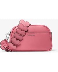 Michael Kors - Mk Jet Set Small Leather And Heart Embellished Strap Camera Crossbody Bag - Lyst