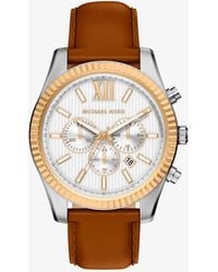 Michael Kors - Oversized Lexington Two-Tone And Leather Watch - Lyst