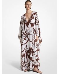 Michael Kors - Mk Shadow Floral Silk Crepe De Chine Caftan - Lyst