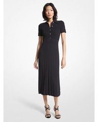 Michael Kors - Ribbed Stretch Knit Polo Dress - Lyst