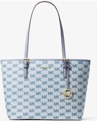 Michael Kors Outlet - Mk Jet Set Medium Logo Jacquard Tote Bag - Lyst