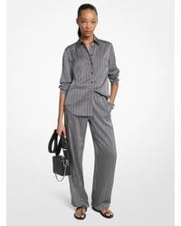 MICHAEL Michael Kors - Mk Mk2000 Logo Print Satin Shirt - Lyst