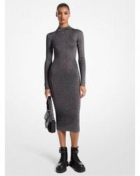 Michael Kors - Metallic Knit Mock Neck Dress - Lyst