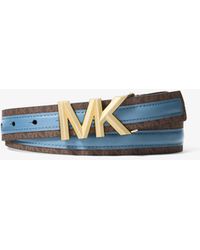 MICHAEL Michael Kors - Mk Signature Logo And Leather Belt - Lyst