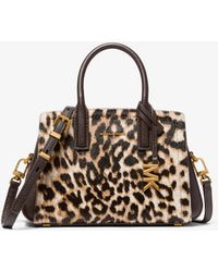 MICHAEL Michael Kors - Mk Laila Small Leopard Print Calf Hair Satchel - Lyst
