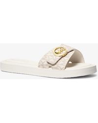MICHAEL Michael Kors - Mk Signature Logo Slide Sandal - Lyst