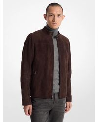Michael Kors Suede Racer Jacket in Natural for Men | Lyst UK