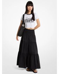 MICHAEL Michael Kors - Mk Smocked Cotton Poplin Tiered Maxi Skirt - Lyst