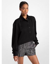 MICHAEL Michael Kors - Satin Cropped Shirt - Lyst