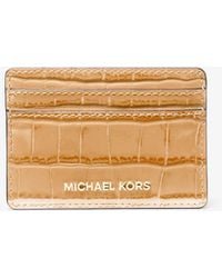 MICHAEL Michael Kors - Mk Jet Set Small Crocodile Embossed Leather Card Case - Lyst