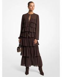 MICHAEL Michael Kors - Long-sleeve Ruffle Tier Maxi Dress - Lyst