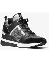 Michael Kors - Georgie Leather And Glitter Chain-mesh Trainer - Lyst
