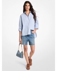 MICHAEL Michael Kors - Mk Striped Stretch Cotton Blend Shirt - Lyst