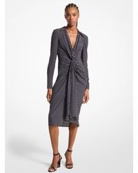 Michael Kors - Mk Polka Dot Organic Silk Crepe De Chine Gathered Shirtdress - Lyst