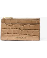 MICHAEL Michael Kors - Mk Jet Set Small Crocodile Embossed Leather Card Case - Lyst