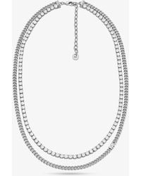 Michael Kors - Mk Precious Metal-Plated Brass Double Chain Tennis Necklace - Lyst
