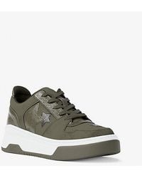 Michael Kors - Lexi Embellished Mixed-Media Sneaker - Lyst