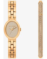 Michael Kors - Petite Maude-Tone Watch And Pavé Bangle Jewelry Gift Set - Lyst