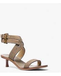 Michael Kors - Irene Suede Kitten Heel Sandal - Lyst