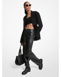 MICHAEL Michael Kors - Mkpantalón De Piel De Pierna Recta - Lyst