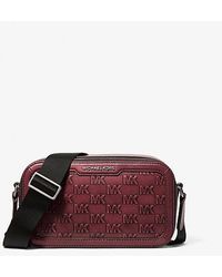 Michael Kors - Hudson Logo Embossed Burnished Leather Crossbody Bag - Lyst