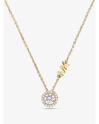 Michael Kors - Precious Metal-plated Sterling Silver Pavé Halo Necklace - Lyst