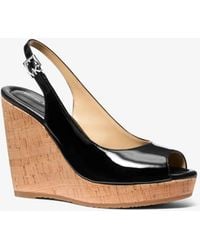MICHAEL Michael Kors - Mk Rosie Patent Leather Wedge Sandal - Lyst