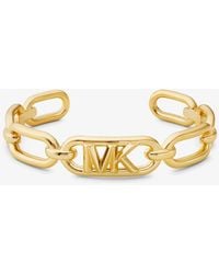 Michael Kors - Brazalete de cadena de eslabones de latón chapado en metal precioso con logotipo imperio - Lyst