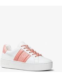 Michael Kors - Poppy Leather And Logo Stripe Sneaker - Lyst