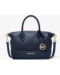 Michael Kors Outlet - Mk Hyde Small Pebbled And Signature Logo Satchel - Lyst
