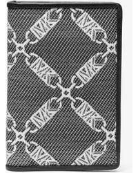 Michael Kors - Porta carte di credito a libro Hudson con logo Empire jacquard - Lyst