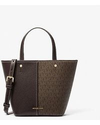 MICHAEL Michael Kors - Flora Medium Signature Logo And Pebbled Leather Crossbody Bag - Lyst