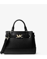 Michael Kors - Reed Small Two-tone Pebbled Leather Belted Satchel - Lyst