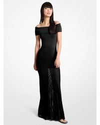 MICHAEL Michael Kors - Pleated Stretch Knit Off-The-Shoulder Maxi Dress - Lyst