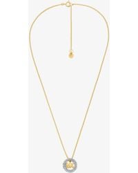 Michael Kors - Pavé And Logo Charm Two-Tone Necklace - Lyst