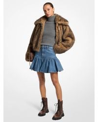 Michael Kors - Michael Kors Ruffled Denim Mini Skirt - Lyst