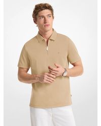 Michael Kors - Mk Cotton Blend Piqué Zip-Up Polo Shirt - Lyst