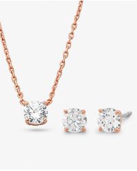 Michael Kors - Precious Metal Plated Sterling Silver Cubic Zirconia Necklace And Earrings Set - Lyst