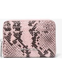 MICHAEL Michael Kors - Mk Jet Set Small Snake Embossed Leather Wallet - Lyst
