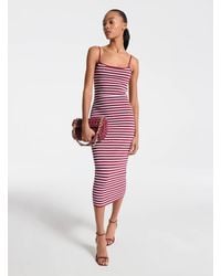 MICHAEL Michael Kors - Mk Striped Stretch Viscose Blend Midi Dress - Lyst