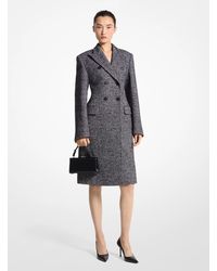 Michael Kors - Mk Herringbone Tweed Double-Breasted Carved Coat - Lyst