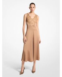 Michael Kors - Mk Lace Trim Satin Charmeuse Dress - Lyst