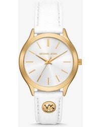 Michael Kors - Slim Runway Gold-tone And Leather Watch - Lyst