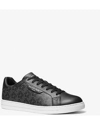 Michael Kors - Mk Keating Empire Signature Logo And Leather Trainers - Lyst
