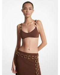 Michael Kors - Mk Ring Embellished Stretch Nylon Bikini Top - Lyst