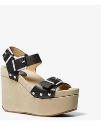 Michael Kors - Colby Leather Wedge Sandal - Lyst